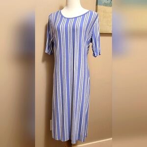 LULAROE JULIA Blue Striped Women's Dress